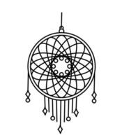 Dreamcatcher. Magical symbols doodles esoteric boho mystical hand - drawn elements stone crystals . Magical vector elements