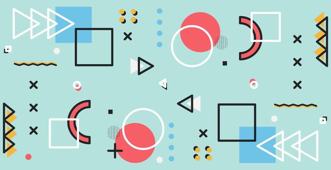 Colorful multicolored panoramic abstract background from different geometric shapes - Vector