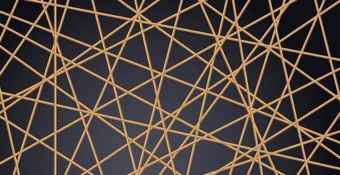 Modern geometric luxury web postcard template for business or presentation with golden lines on dark blue background - Vector