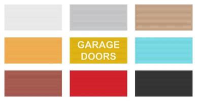 Set of 9 pcs panoramic backgrounds of different colors garage doors, horizontal lines - Vector