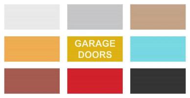 Set of 9 pcs panoramic backgrounds of different colors garage doors, horizontal lines - Vector