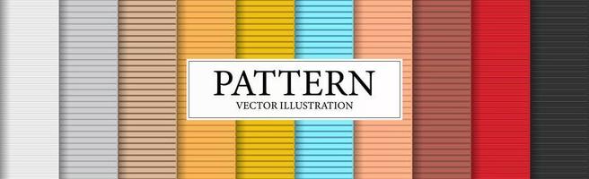 Set of 10 pcs panoramic backgrounds patterns of different colors garage doors, horizontal lines - Vector