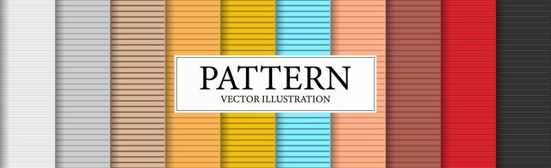 Set of 10 pcs panoramic backgrounds patterns of different colors garage doors, horizontal lines - Vector
