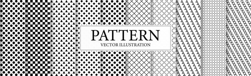 Set of 10 different abstract black and white backgrounds - Vector