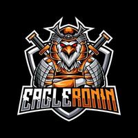 águila samurai ronin mascota para deportes y esports logo vector ilustración plantilla