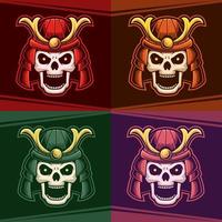 head skull ronin set color mascot esport logo vector illustration