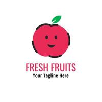 Simple fresh apple fruit logo. Minimalist logo design. Lineal color creative logo vector