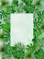 frame of tropical leaves watercolor photo