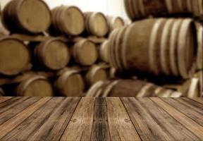 blank of wood top table at winery photo