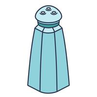 Spice jar - salt or pepper vector icon. Hand-drawn color illustration isolated on white background. Sketch of a glass salt shaker with holes for pouring out. Flat cartoon clipart