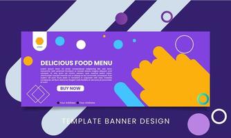 gradiente de diseño de banner de plantilla. promoción de banner de menú de comida deliciosa vector