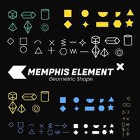 Set of seamless abstract geometric memphis and geometric elements in retro memphis style vector