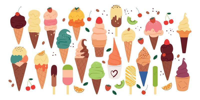 cartoon ice cream sticker set