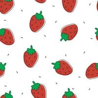 seamless pattern cartoon strawberry vector