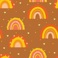 seamless pattern cartoon boho rainbow vector