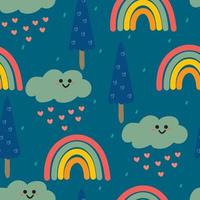 seamless pattern cartoon clouds and sky vector