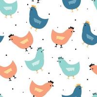 seamless pattern cartoon chicken vector