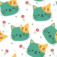 seamless pattern cute cartoon cat vector