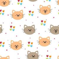 seamless pattern cute cartoon cat vector