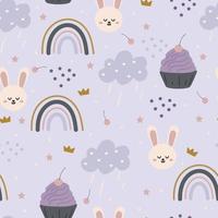 seamless pattern cute cartoon bunny. for easter, kids wallpaper, fabric print, and gift wrapping paper vector