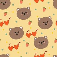 seamless pattern cute cartoon bear vector