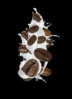 coffee beans splash background photo