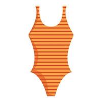 Vector illustration of retro woman swimwear in cartoon flat style. One-Piece striped swimsuit summer clothes