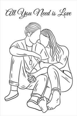 Happy Together Love Couple Women Girls and Boy Friends Line Art Hand ...