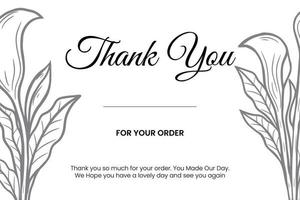 Set Thank You Card Elegant Line Art Love Shop Customer Template illustration vector