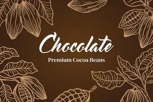 Hand Drawn Chocolate Shop Beans Cup with Branch Background illustration vector