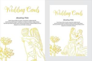 conjunto tarjeta de boda elegante línea arte amor feliz hermosa belleza ilustración vector