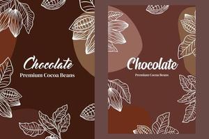 Set Hand Drawn Chocolate Shop Beans Cup with Branch Background illustration vector