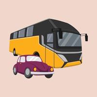 Bus traveling and car rent. Public Transport. Transportation around City. Vector colorful illustration.