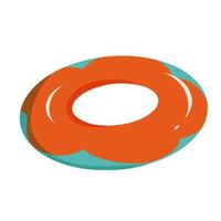 Vector illustration of retro swimming ring in cartoon flat style. Summer accessory for swim in pool and sea in blue and red colors, children protection from drowning