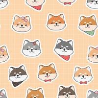 Seamless Pattern with Shiba Inu Japan Dog vector