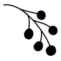 Hand drawn doodle branch with berries in vector format.