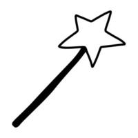 Hand drawn doodle of a magic wand in vector format