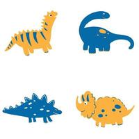 Funny dinosaur set in cartoon flat style. Vector illustration with cute baby characters