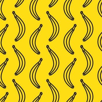 Bright graphic background with the image of bananas in a linear style vector