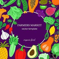 folleto de muestra para una tienda de frutas y verduras. ilustración vectorial para la feria de un agricultor. vector