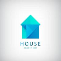 Vector Geometric Origami Abstract House Logo. Use for Business, Real Estate, Architecture, Construction and Building Logos. Design Template Element