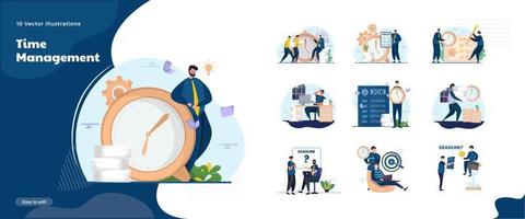 Time management illustration collection set vector