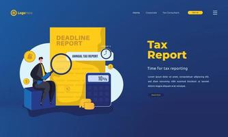 Annual tax report deadlines concept on landing page design vector