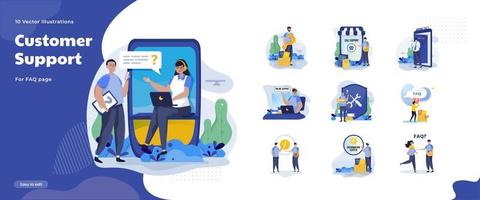 Customer support illustration collection set concept vector
