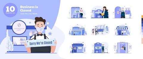 Business is closed illustration collection set vector