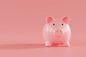 Piggy bank on pink background with savings money concept. 3d rendering. photo