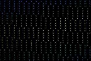 Dark blue, yellow vector texture with ABC characters.