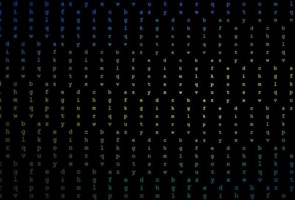Dark blue, yellow vector texture with ABC characters.