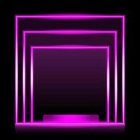 Neon light frame with display product. Glowing rectangle isolated on transparent background. Realistic template sign vector. Shining pink color effect. vector