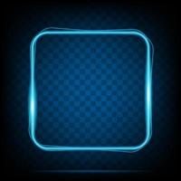 Neon light square frame. Glowing banner isolated on transparent background. Realistic template sign vector. vector